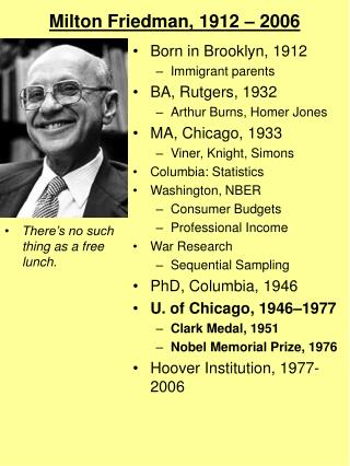 Milton Friedman, 1912 – 2006