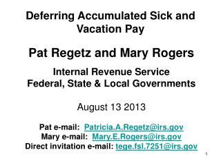Deferring Accumulated Sick and Vacation Pay
