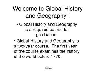 Welcome to Global History and Geography I