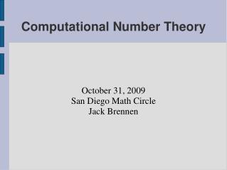 Computational Number Theory