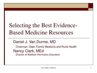 Selecting the Best Evidence-Based Medicine Resources