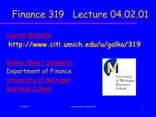 Finance 319 Lecture 04.02.01