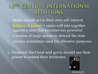 18 TH CENTURY INTERNATIONAL RELATIONS