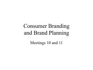 Consumer Branding and Brand Planning