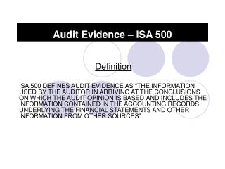 Audit Evidence – ISA 500
