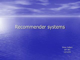 Recommender systems