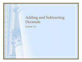 Adding and Subtracting Decimals