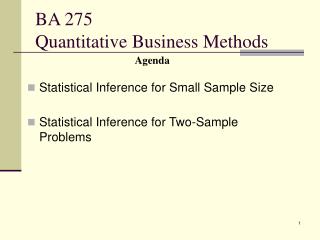 BA 275 Quantitative Business Methods