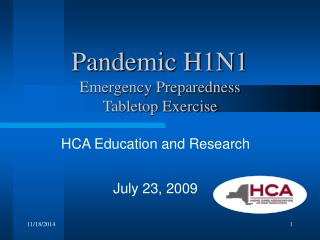 Pandemic H1N1 Emergency Preparedness Tabletop Exercise