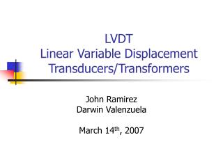 LVDT Linear Variable Displacement Transducers/Transformers