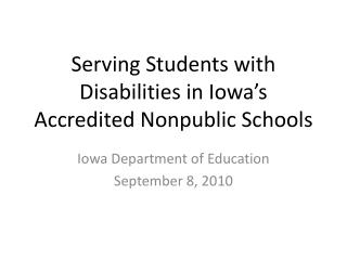 Serving Students with Disabilities in Iowa’s Accredited Nonpublic Schools