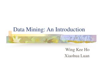 Data Mining: An Introduction