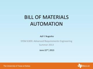 BILL OF MATERIALS AUTOMATION