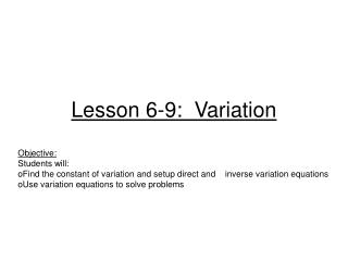 Lesson 6-9: Variation