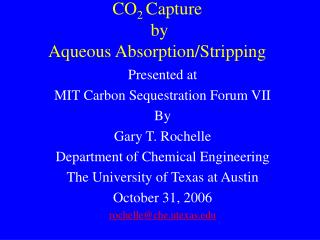 CO 2 Capture by Aqueous Absorption/Stripping