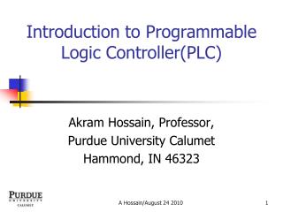 Introduction to Programmable Logic Controller(PLC)