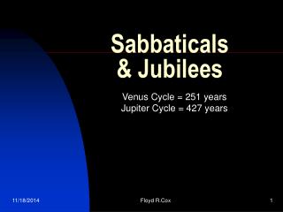 Sabbaticals &amp; Jubilees