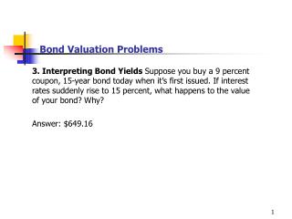 Bond Valuation Problems