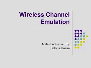 Wireless Channel Emulation