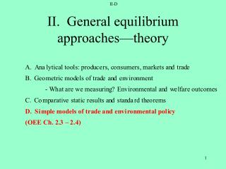 II. General equilibrium approaches—theory