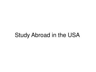 Study Abroad in the USA