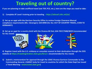 Traveling out of country?