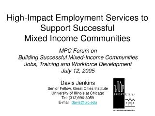 High-Impact Employment Services to Support Successful Mixed Income Communities
