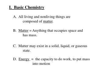 I. Basic Chemistry
