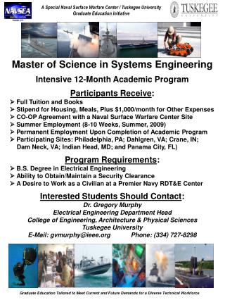 Master of Science in Systems Engineering Intensive 12-Month Academic Program