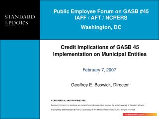 Credit Implications of GASB 45 Implementation on Municipal Entities