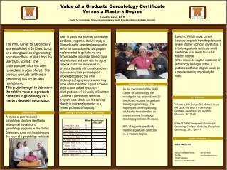 Value of a Graduate Gerontology Certificate Versus a Masters Degree