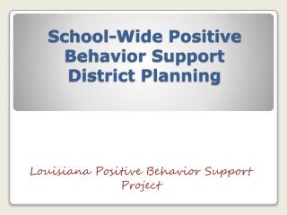 School-Wide Positive Behavior Support District Planning