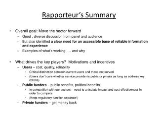Rapporteur’s Summary