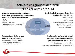 Activités des groupes de travail et des priorités des SFM
