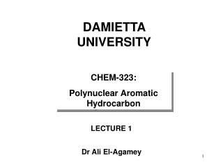 LECTURE 1 Dr Ali El-Agamey