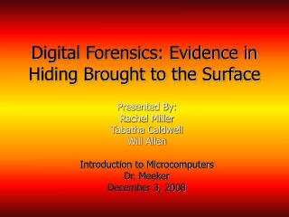 Digital Forensics: Evidence in Hiding Brought to the Surface