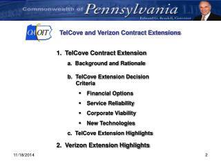 TelCove and Verizon Contract Extensions