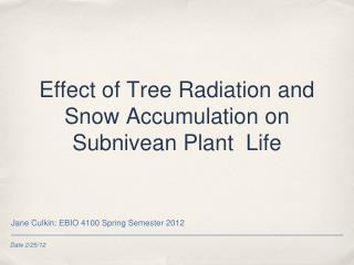 Effect of Tree Radiation and Snow Accumulation on Subnivean Plant Life