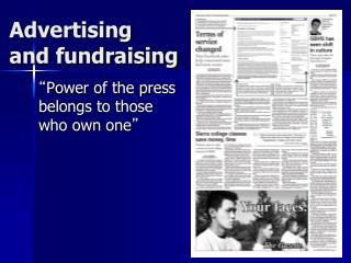 Advertising and fundraising