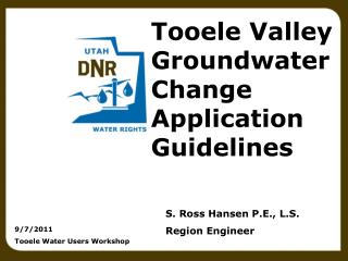 Tooele Valley Groundwater Change Application Guidelines