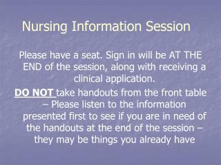 Nursing Information Session