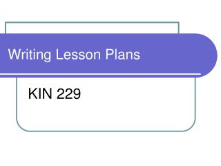 Writing Lesson Plans