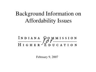 Background Information on Affordability Issues
