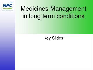 Medicines Management in long term conditions