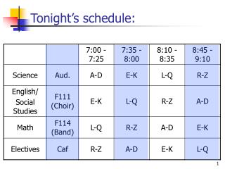 Tonight’s schedule: