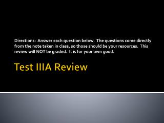 Test IIIA Review