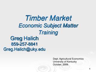 Timber Market Economic Subject Matter Training