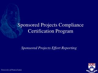 Sponsored Projects Compliance Certification Program