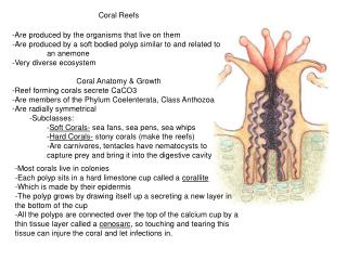 Coral Reefs -Are produced by the organisms that live on them