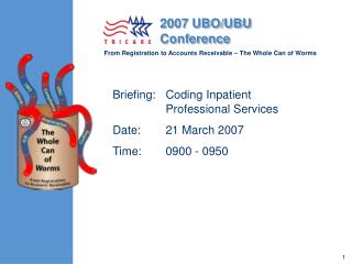 Briefing:	Coding Inpatient Professional Services Date:	21 March 2007 Time:	0900 - 0950